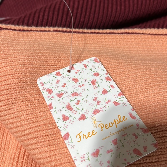 Free People Colorblock Sweater in Burgundy, Peach, and Gray - Picture 10 of 12